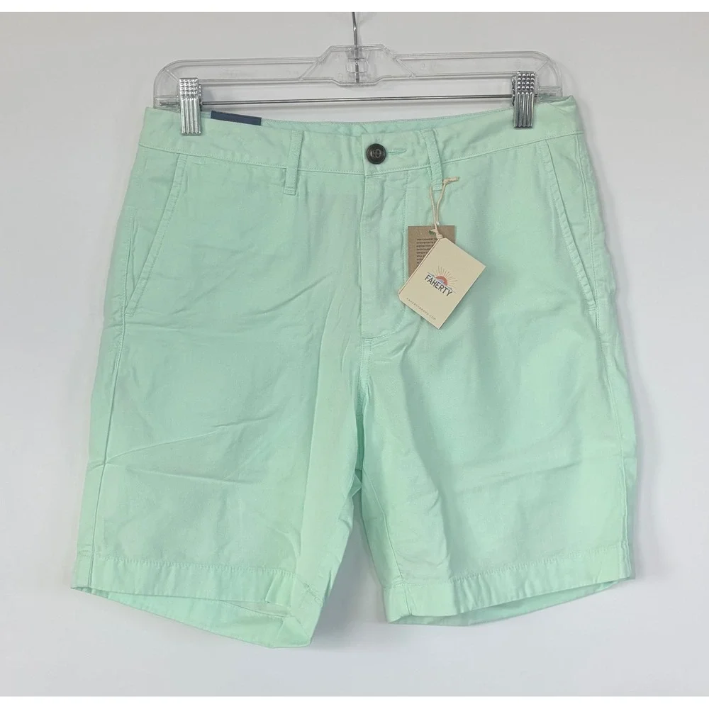 Faherty Resort All Day Harbor Short Mint Green‎ Pima Cotton Tencel Twill New